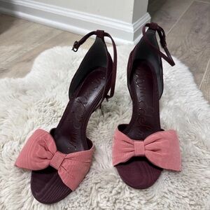 Sam Edelman Maroon and Blush Bow Heels